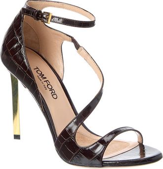 Tom Ford Croc-Embossed Leather Sandal
