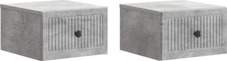 vidaXL Mesita De Noche De Pared 2 Uds. Gris Hormig&oacute;n 33 X 34,5 X 20 Cm Vidaxl