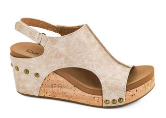 Corkys Footwear Womens Carley Wedge Sandals In Sand Distressed