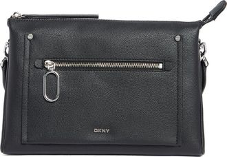 DKNY Nala Faux Leather Crossbody Bag in Black/Silver at Nordstrom Rack