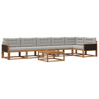 vidaXL Conjunto De Sof&aacute;s De Exterior 7 Pcs Natural Y Gris Claro Vidaxl
