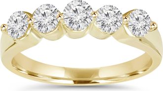 Pompeii3 3/4Ct Diamond Five Stone Single Prong Wedding Ring 10k Yellow Gold