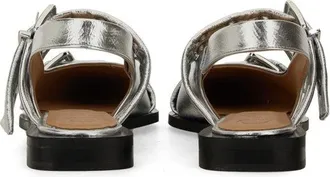 Ganni Buckle Detail Ballet Flat - Silver