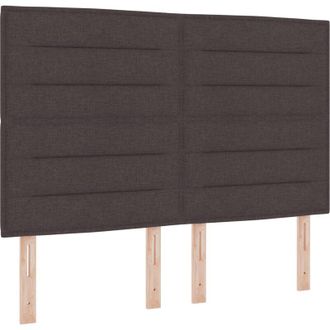 vidaXL vidaXL Box Spring Bed with Mattress & LED Dark Brown 140x200 cm Fabric