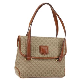Celine Vintage Macadam Canvas And Leather Beige Canvas Handbag (Pre-Owned)