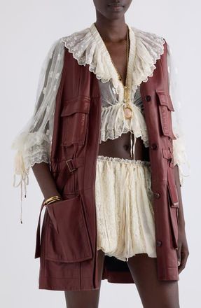 【CHLOE】BURGUNDY LEATHER UTILITY VEST●CH25UCG0121127N Chloé Burgundy Leather Utility Vest in Red | Lyst