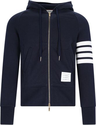 Thom Browne 4-Bar Zip-Up Sweatshirt, In Blue Cotton