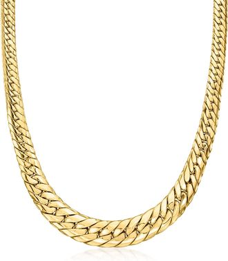 Ross-Simons 18kt Gold Over Sterling Graduated Cuban-Link Necklace