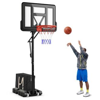 Costway Costway Portable Basketball Hoop System Height Adjustable Basketball Stand in Black