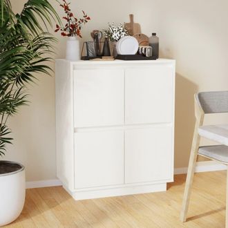 vidaXL Aparador De Madera Maciza De Pino Blanco 60x34x75 Cm Vidaxl