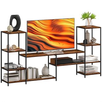 HOMCOM TV Unit For TVs Up To - Industrial TV Stand With Shelves - 55 Inches | TJ Hughes