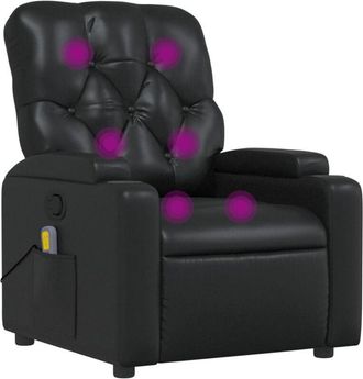vidaXL Sillón de masaje reclinable cuero sintético negro vidaXL