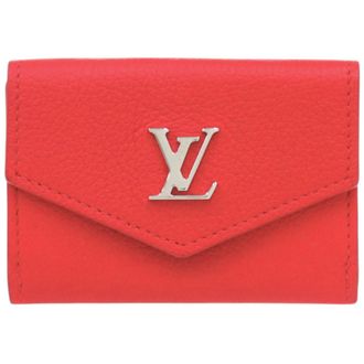 Louis Vuitton Red Color Leather Wallet (Tri-Fold) (Pre-Owned)