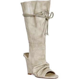 Azalea Wang Vailen Open Toe Wedge Bootie in Grey at Nordstrom, Size 7.5