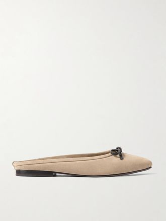 Brunello Cucinelli Slipper In Camoscio Con Fiocco - Neutri