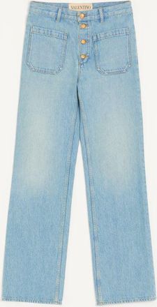Valentino Valentino Denim Trousers With Gold Buttons Man DENIM 29