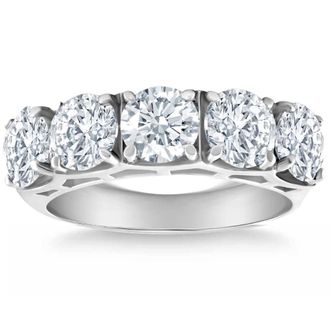 Pompeii3 3 3/4Ct 5-Stone Lab Grown Diamond Wedding Ring 14K White Gold Size Selectable