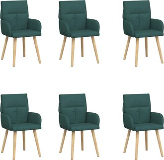 vidaXL Sillas De Comedor 6 Uds. Tela Verde Oscuro 60 X 56 X 96 Cm Vidaxl