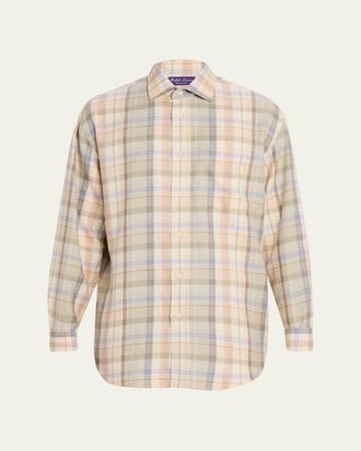 Ralph Lauren Purple Label Plaid Hemp-Cotton Shirt