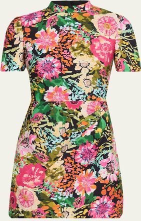 Saloni Draped Floral Mini Dress