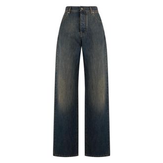 Fendi Wide Leg Jeans - Dames - Jeans - Blauw - Maat: W26 Katoen