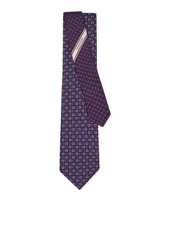 Ferragamo Gancini Print Silk Tie