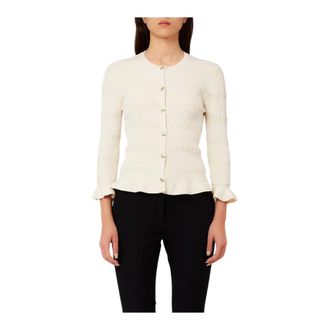 Liu Jo Cardigans, female, Beige, Size: S Cardigan with flounces