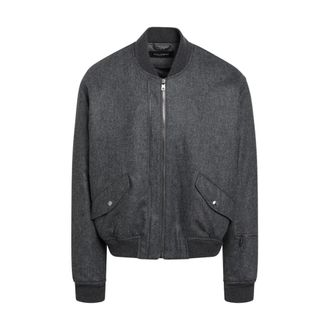 Dolce & Gabbana Wool Bomber Jacket - Heren - Bomber jackets - Grijs - M - Wol - Jassen