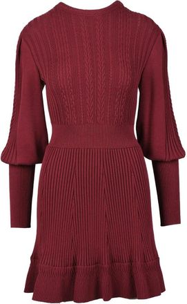 Antonino Valenti Knit Dress with Puff Sleeves - Red