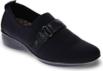 Revere Comfort Shoes Womens Genoa Stretch Loafer In Black