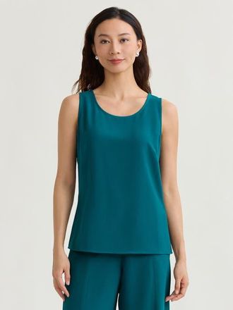 Misook Classic Crepe de Chine Tank Top in Spruce at Nordstrom, Size Xx-Large