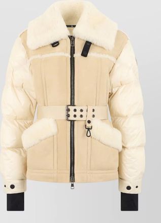 Moncler alvernia puffer jacket shearling belt