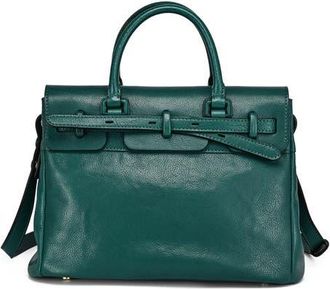 OLD TREND Wishbone Genuine Leather Structured Heritage Satchel in Teal at Nordstrom