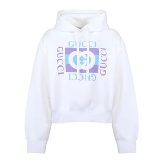 Gucci New L/S Hoodie Boxy - Dames - Hoodies - Wit - M - Hoodies & sweatvesten