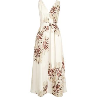 Brunello Cucinelli Bloom print poplin dress in Beige at Nordstrom, Size Xx-Large Eu