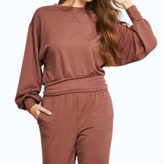 Gentle Fawn Ava Cropped Crewneck Top In Auburn