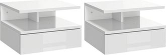 HOMCOM juego de 2 mesitas de noche flotantes mesitas de noche colgantes con 1 cajón y estante abierto para dormitorio 35x32x22,5 cm blanco