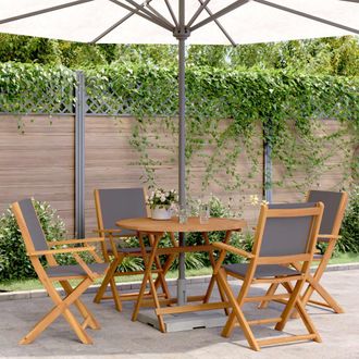 vidaXL Set De Comedor De Jard&iacute;n 5 Pzas Tela Madera Maciza Antracita Vidaxl
