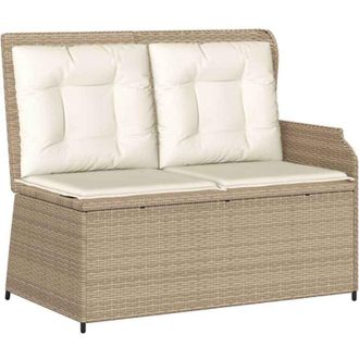vidaXL vidaXL Panca Reclinabile da Giardino con Cuscini Beige in Polyrattan