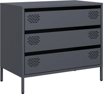 vidaXL Aparador de acero laminado en frío antracita 68x39x58,5 cm Vidaxl