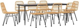 vidaXL 9 Piece Garden Dining Set Poly Rattan Vidaxl