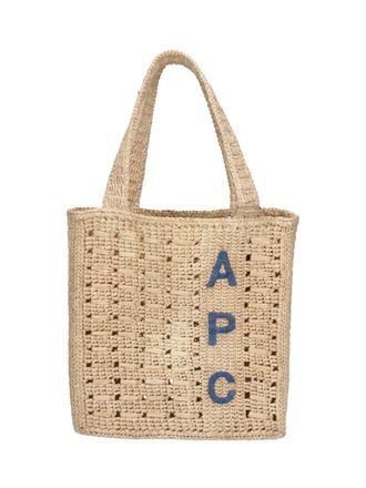 A.P.C. Rectangular Raffia Tote Bag with Contrasting Logo
