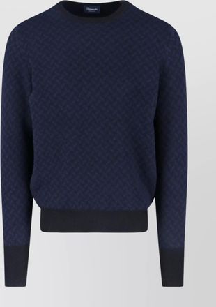 Drumohr crewneck sweater patterned ribbed cuffs