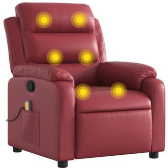 vidaXL Vidaxl - Sill&oacute;n De Masaje Reclinable Cuero Sint&eacute;tico Rojo Tinto