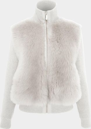 Gorski Shearling-Front Mixed Media Jacket