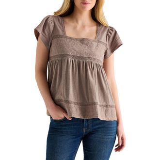 Lucky Brand Embroidered Square Neck Top in Pine Bark at Nordstrom Rack, Size X-Small