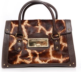 Dolce & Gabbana Pre-owned Womens & Handbag with brown leather and giraffe print in calf hair. - One Size