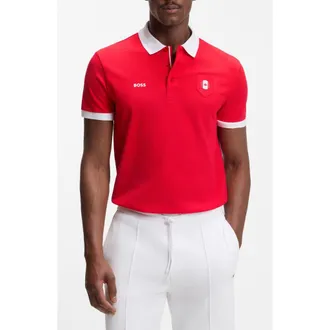BOSS Lux Paddy Cotton Polo in Canada Red at Nordstrom, Size Xx-Large