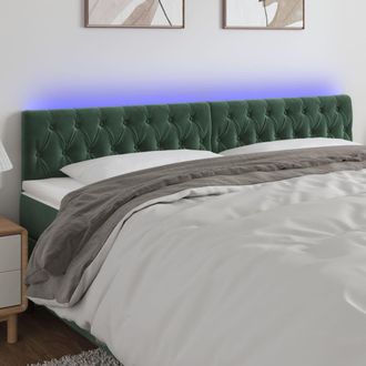 vidaXL Cabecero Con Led De Terciopelo Verde Oscuro 200x7x78/88 Cm Vidaxl