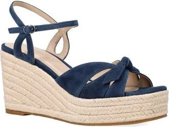 Pelle Moda Elbie Espadrille Ankle Strap Platform Wedge Sandal in Midnight at Nordstrom, Size 8.5